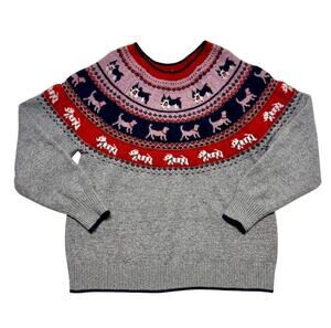 Fair Isle Dog Sweater Metallic Nordic Ski Lodge Ugly Christmas Sweater XL 16-18